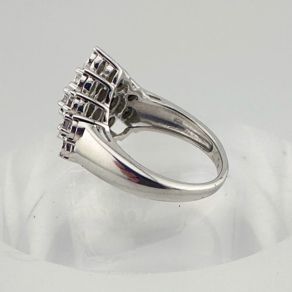 Beautiful 1/2 Carat Natural Diamond Cluster Ring in Sterling Silver - Picture 13 of 16